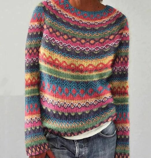 Claudia | Maglione invernale a righe multicolore