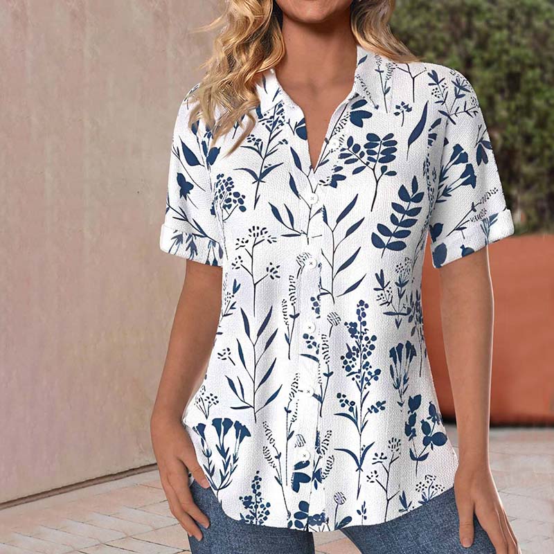 Karin | Elegante blouse met bladmotief