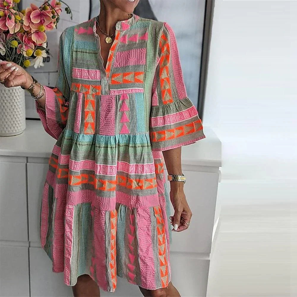 Martina | dress with 3/4 sleeves and fresh print