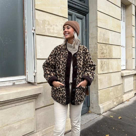 Luna - Giacca Donna alla Moda con Stampa Leopardo per Look Invernali Eleganti