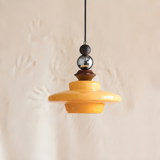 LumoVita | Lampada a sospensione da tavolo da pranzo in vetro medievale | Beige