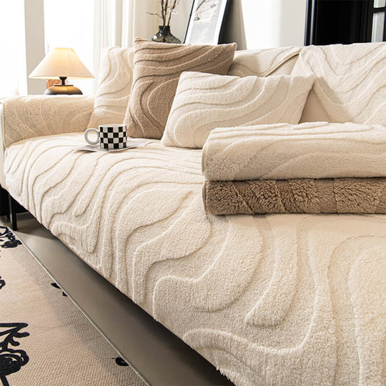 PureLuxe | Copripoltrona in jacquard di peluche | Bianco