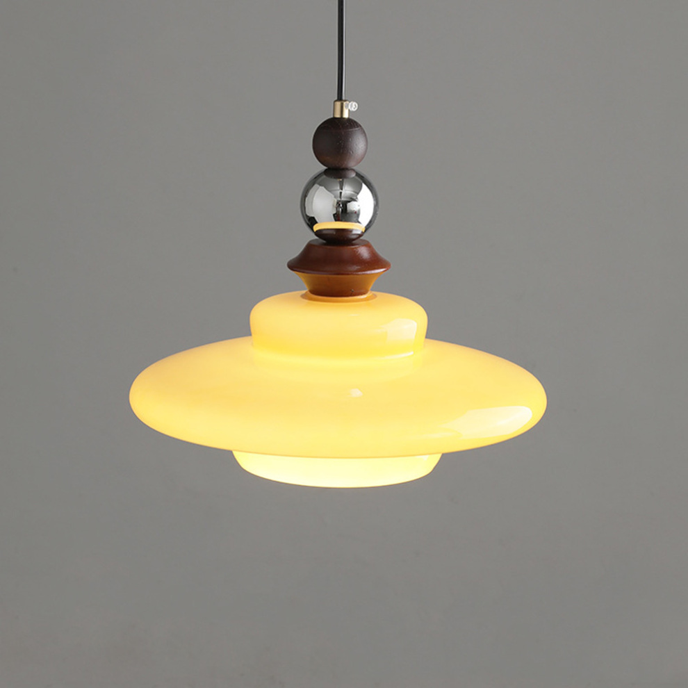 LumoVita | Lampada a sospensione da tavolo da pranzo in vetro medievale | Beige