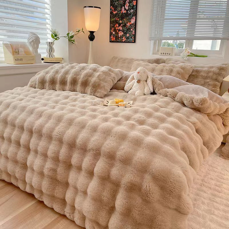NoctaLuxe | Set di biancheria da letto di lusso in morbida pelliccia sintetica | Grigio