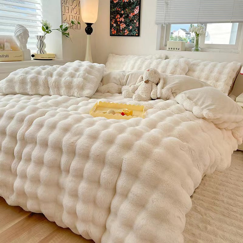 NoctaLuxe | Set di biancheria da letto di lusso in morbida pelliccia sintetica | Grigio
