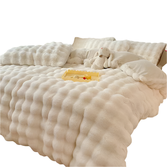 NoctaLuxe | Set di biancheria da letto di lusso in morbida pelliccia sintetica | Grigio