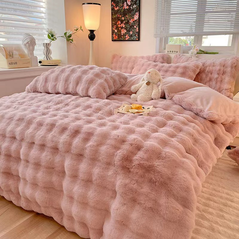 NoctaLuxe | Set di biancheria da letto di lusso in morbida pelliccia sintetica | Grigio