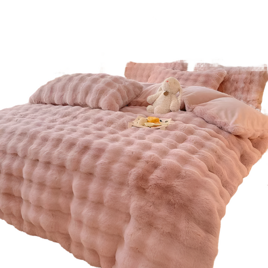 NoctaLuxe | Set di biancheria da letto di lusso in morbida pelliccia sintetica | Grigio