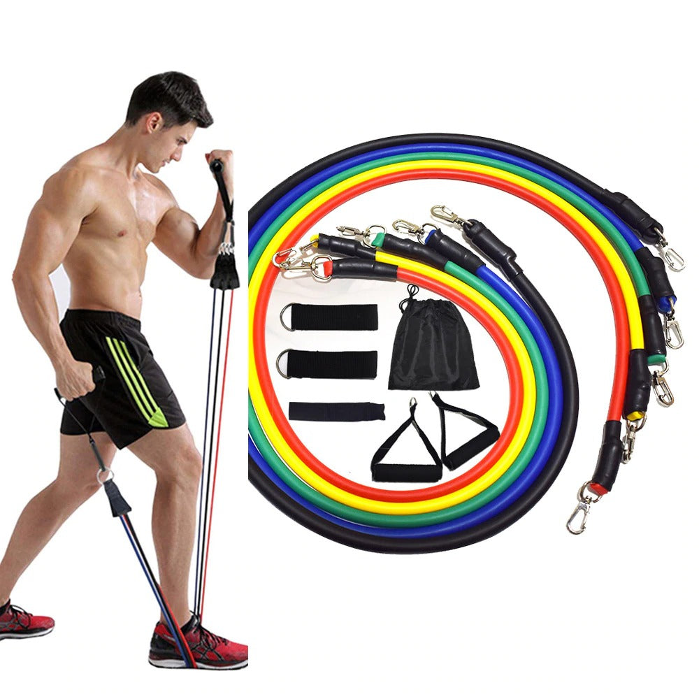 Compleet trainingspakket - ProFlex Weerstandsbanden Set, ideaal voor kracht- en flexibiliteitstraining.
