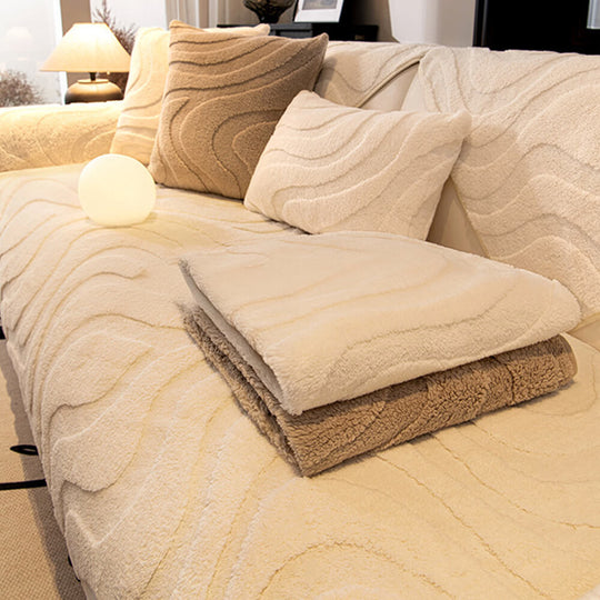 PureLuxe | Copripoltrona in jacquard di peluche | Bianco