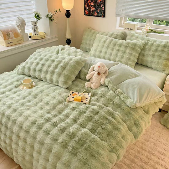 NoctaLuxe | Set di biancheria da letto di lusso in morbida pelliccia sintetica | Grigio