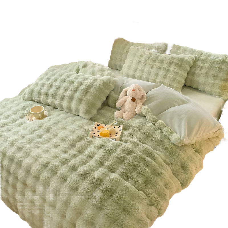 NoctaLuxe | Set di biancheria da letto di lusso in morbida pelliccia sintetica | Grigio