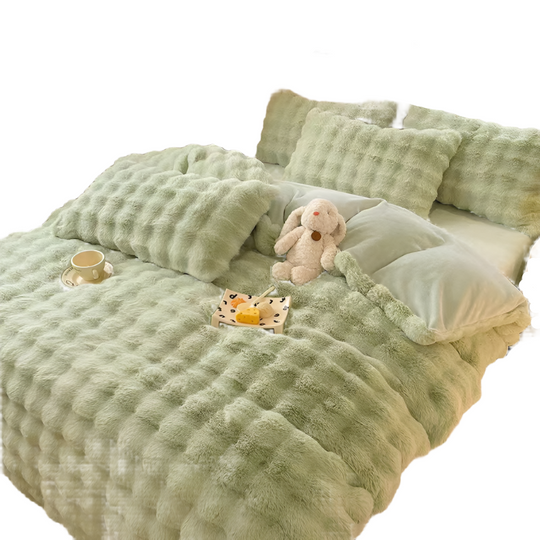 NoctaLuxe | Set di biancheria da letto di lusso in morbida pelliccia sintetica | Grigio