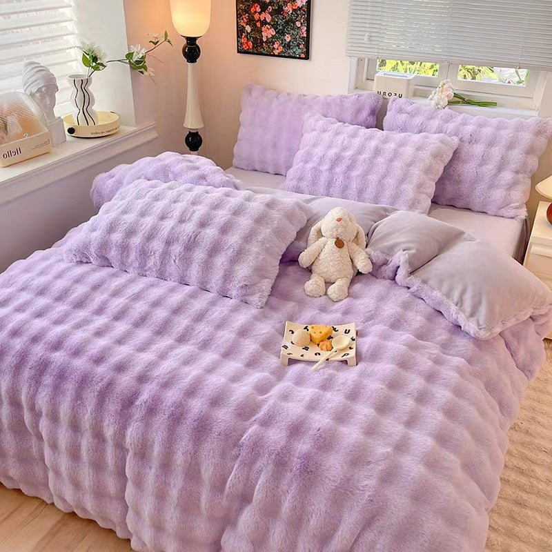 NoctaLuxe | Set di biancheria da letto di lusso in morbida pelliccia sintetica | Grigio
