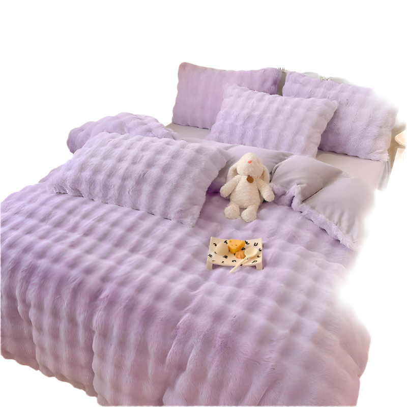 NoctaLuxe | Set di biancheria da letto di lusso in morbida pelliccia sintetica | Grigio