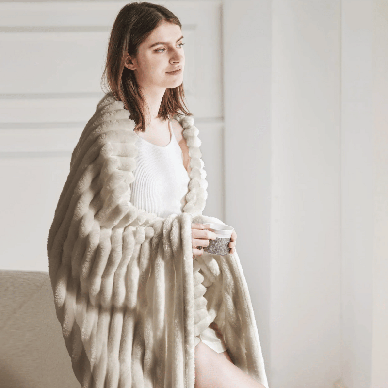 Celeste | Luxe chenille living blanket | Beige