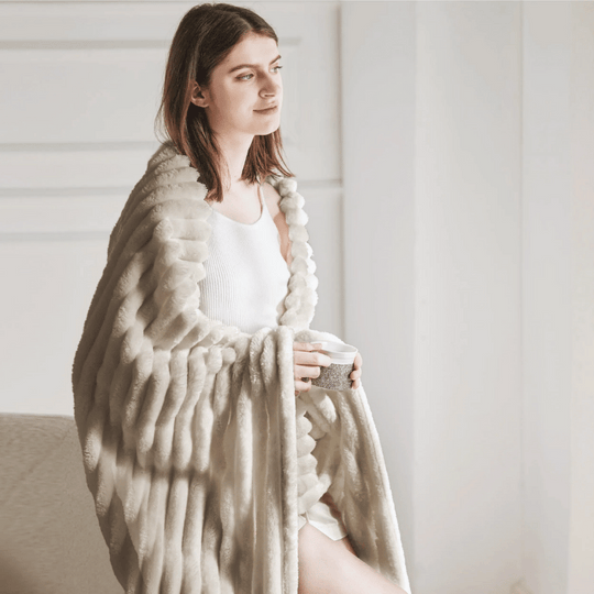 Celeste | Luxe chenille living blanket | Beige