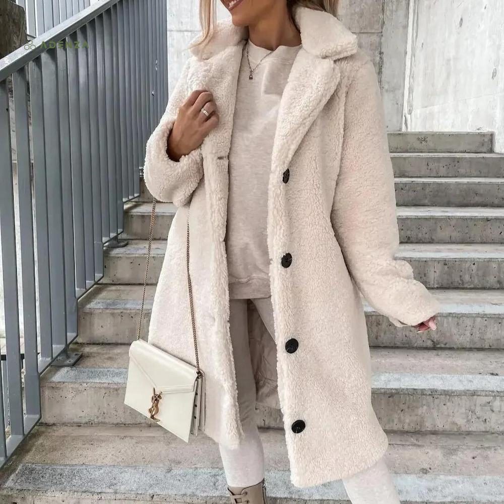 Lotte - Warme Teddy Damenjacke mit Knopfverschluss