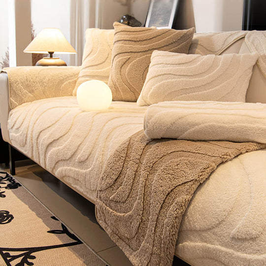 PureLuxe | Copripoltrona in jacquard di peluche | Bianco