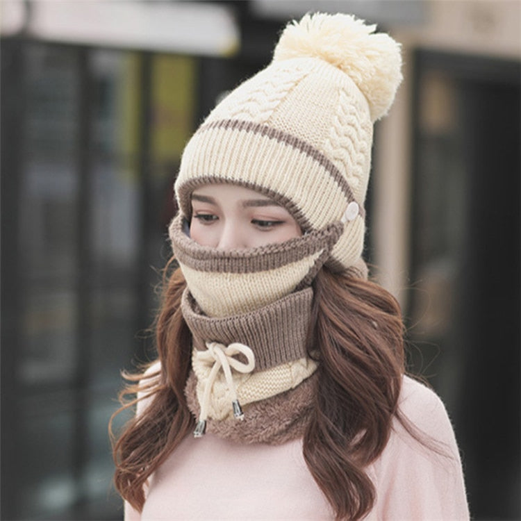 Muts, sjaal en masker in één modieuze set.