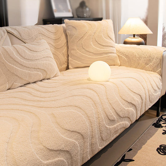PureLuxe | Copripoltrona in jacquard di peluche | Bianco