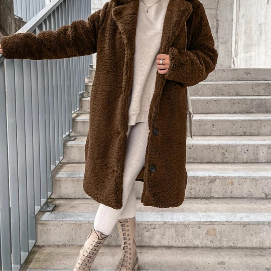 Lotte - Warm Teddy Women's Jacket with Button Closure