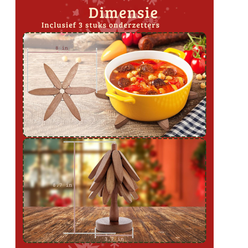 Noëlle | Christmas coaster set 4-in-1 | Beige