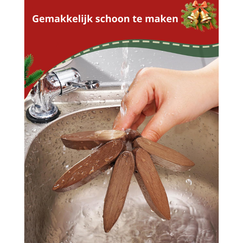 Noëlle | Christmas coaster set 4-in-1 | Beige