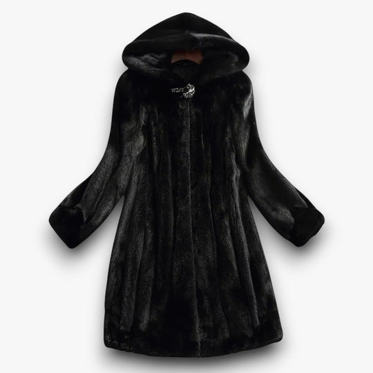 Detailweergave van de faux fur stof en afwerking.