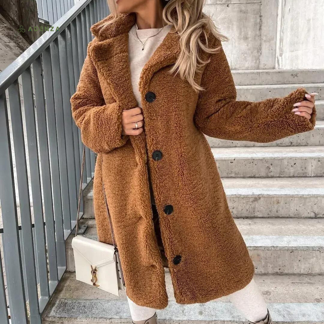 Lotte - Warm Teddy Women's Jacket with Button Closure