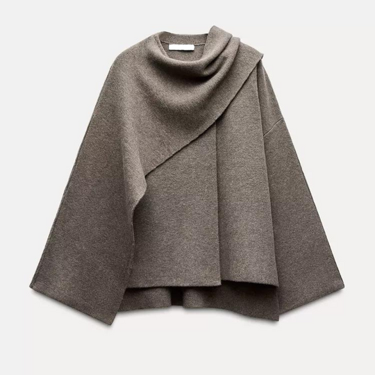 Celina | Top Mantella Asimmetrico da Donna | Grigio Scuro