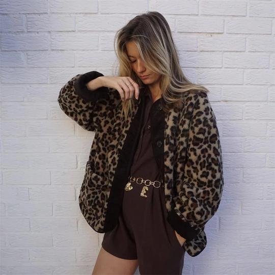 Luna - Giacca Donna alla Moda con Stampa Leopardo per Look Invernali Eleganti
