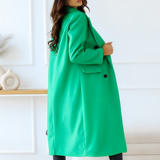 Noa - Elegante Cappotto Lungo da Donna con Doppia Fila di Bottoni