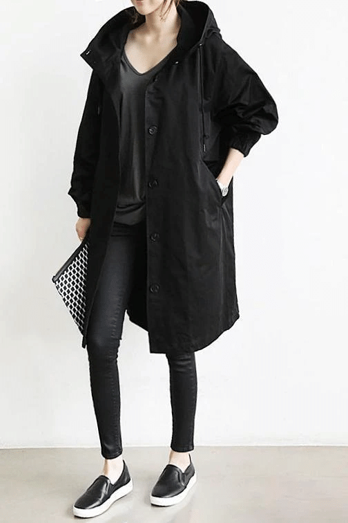 Lena - Stylish Oversized - Coat with Button Closure and Long Sleeves