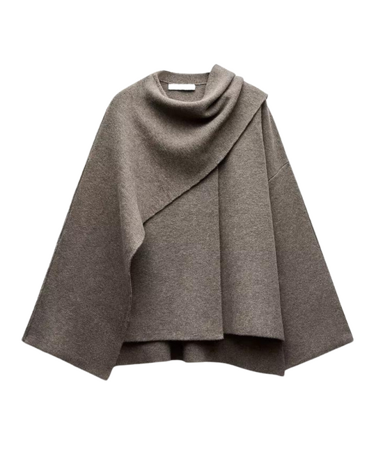 Celina | Top Mantella Asimmetrico da Donna | Grigio Scuro