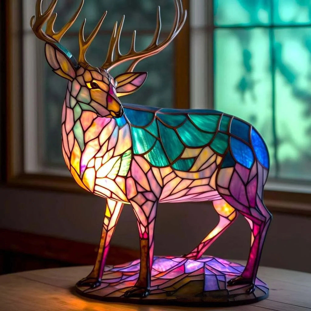 Verlichte dierenlamp met een kunstzinnige uitstraling.