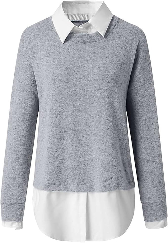Stijlvolle sweater met ingebouwde overhemdlook.