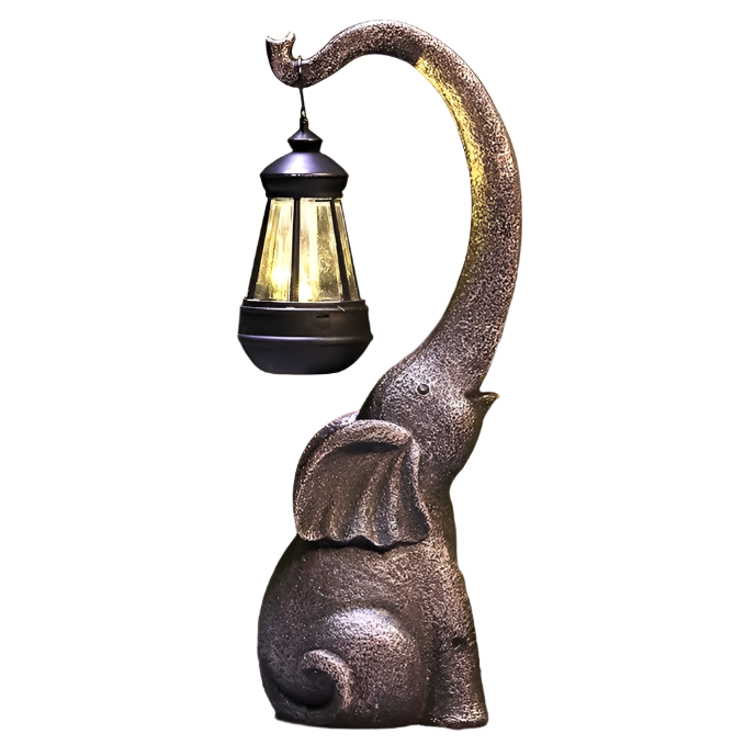 Elevara | Bronze Elefanten Sonnen-Gartenlampe | Bronze