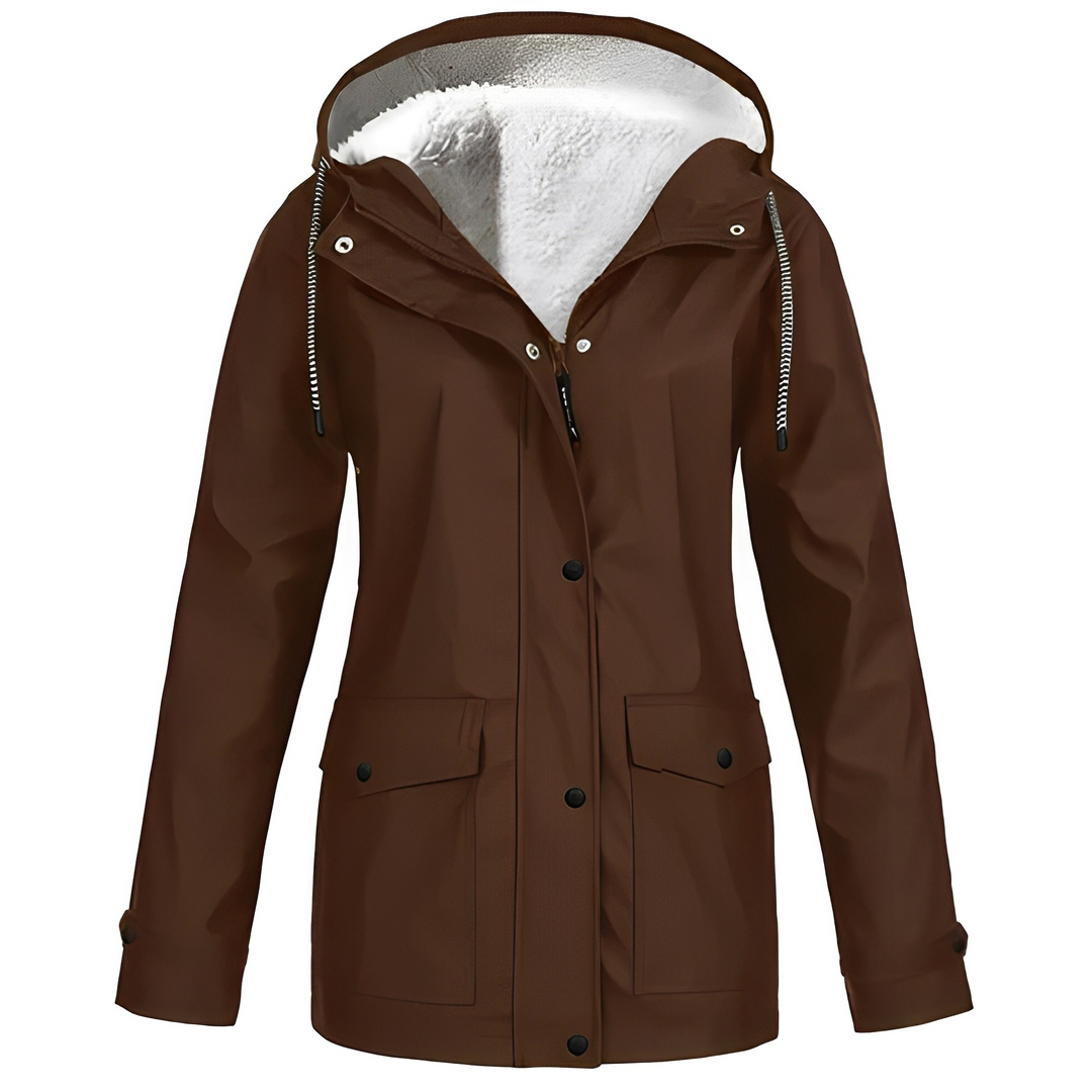 Lara - Waterproof Women's Raincoat with Fleece Lining and Hood