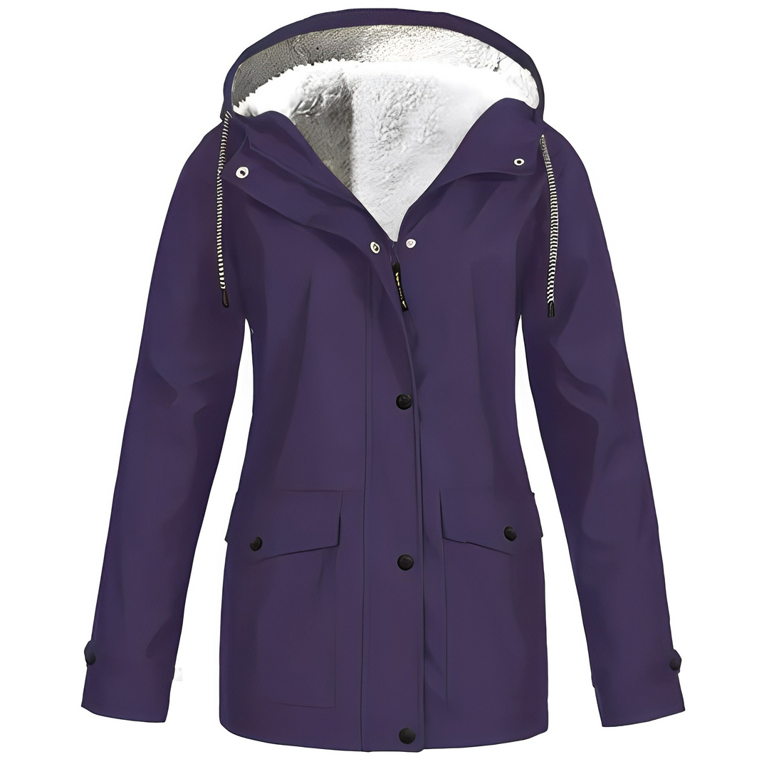 Lara - Waterproof Women's Raincoat with Fleece Lining and Hood