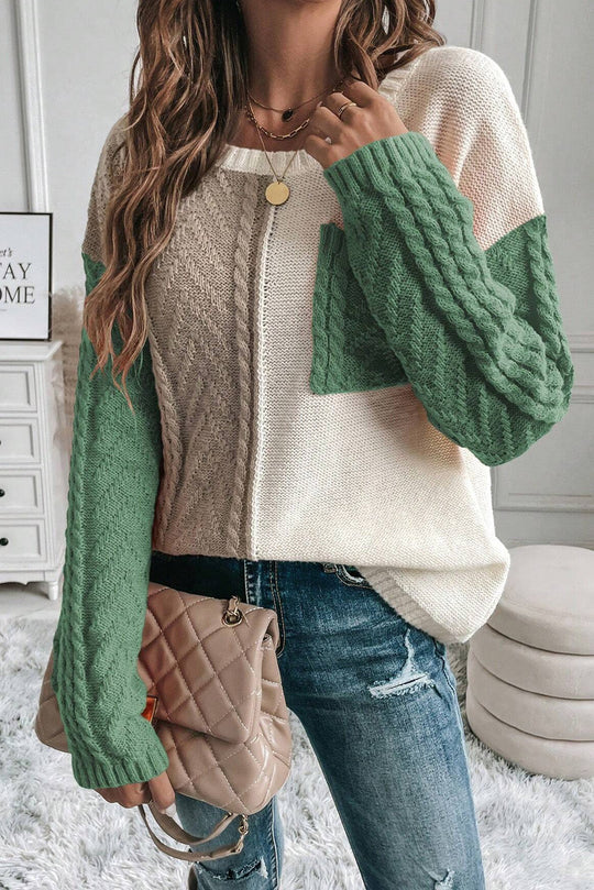 Callie - Trendiger Colour-Block-Pullover mit Rundhalsausschnitt und langen Ärmeln
