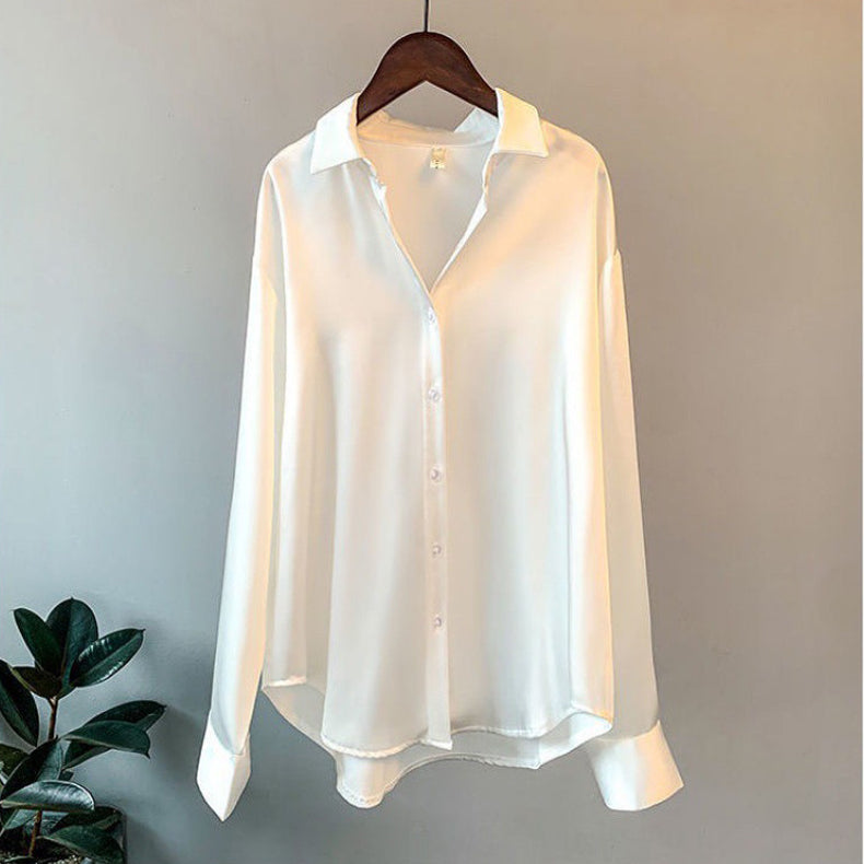 Andrea | Elegant classic blouse made of 100% silk