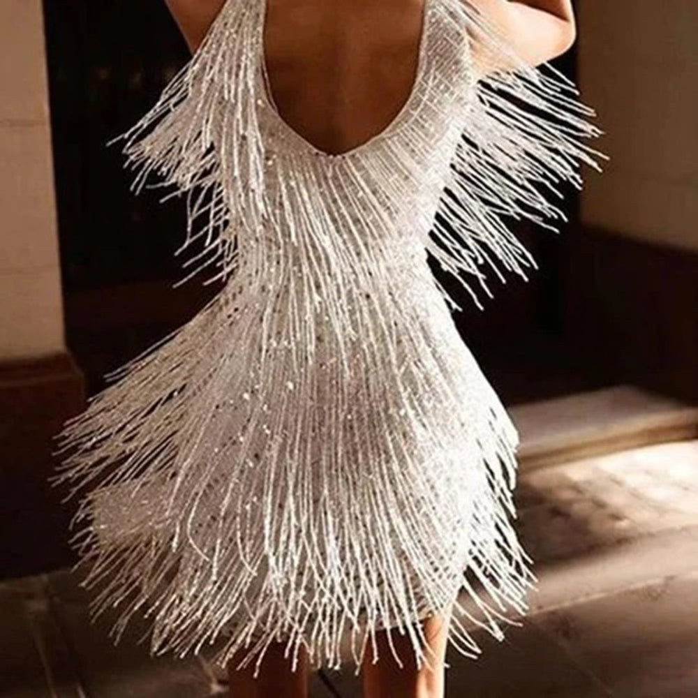 Andrea | Modern mini dress with tassels