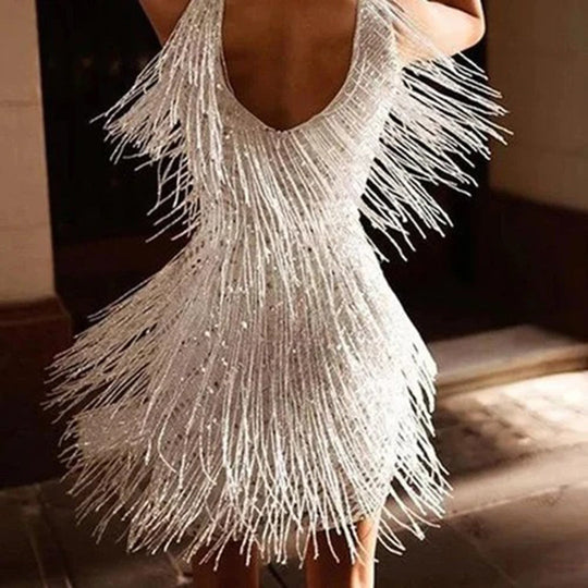 Andrea | Modern mini dress with tassels