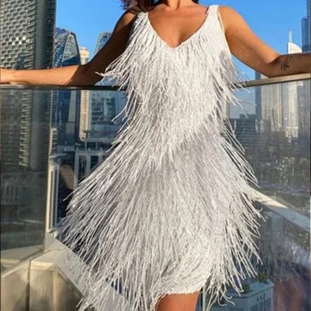 Andrea | Modern mini dress with tassels