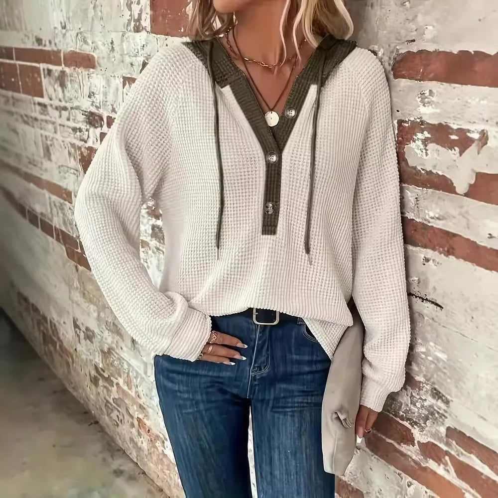 Angelina | Gezellige contrasterende hoodie met capuchon