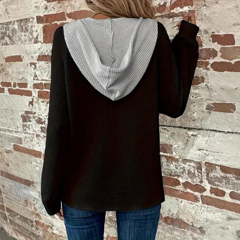 Angelina | Gezellige contrasterende hoodie met capuchon