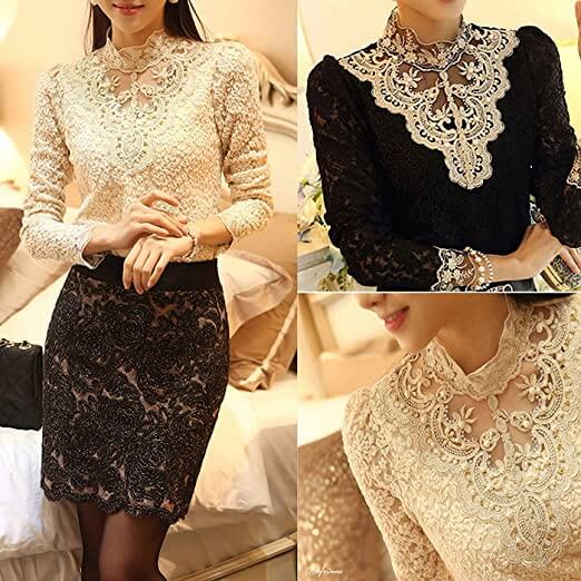 Bella | Elegant blouse with net and embroidery