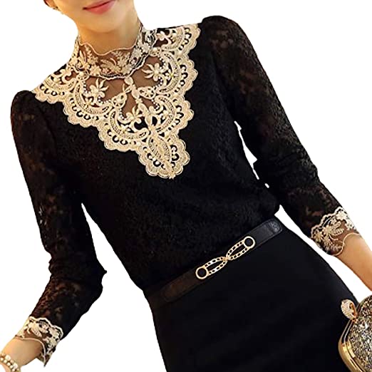 Bella | Elegant blouse with net and embroidery