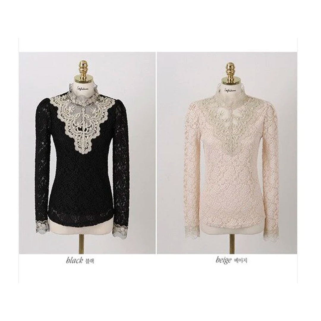 Bella | Elegant blouse with net and embroidery